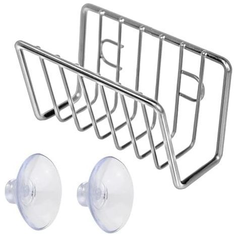 Porte-éponge - Support en Acier Inoxydable pour Torchon, Porte-éponge D'évier Mobile avec Ventouses, Accessoires De Salle De Bain, D'évier De Cuisine (1/5)