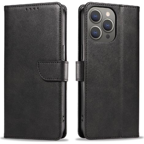Custodia a libro in pelle per iPhone 16 Pro - Nera (1/4)