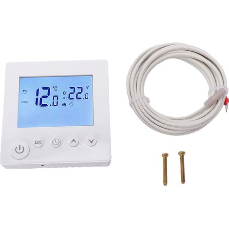 Thermostat pour plancher chauffant électrique 25A affichage LCD contrôleur sous plancher avec minuterie pour usage domestique (1/5)