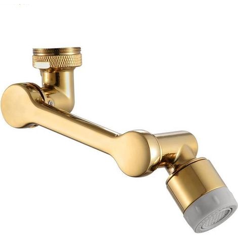 Aeratore per rubinetto girevole a 1080 gradi, spruzzatore universale a 2 funzioni, prolunga per rubinetto, ottone, oro spazzolato (1/5)
