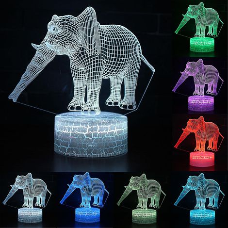 Lampe de chevet LED 3D Creative Touch en forme d'éléphant (1/5)