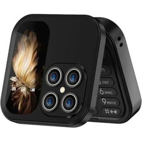 Mini téléphone portable à clapet I17pro, radio FM, double carte, double veille, pliable, lampe de poche, voix, clapet, MP3 (1/4)