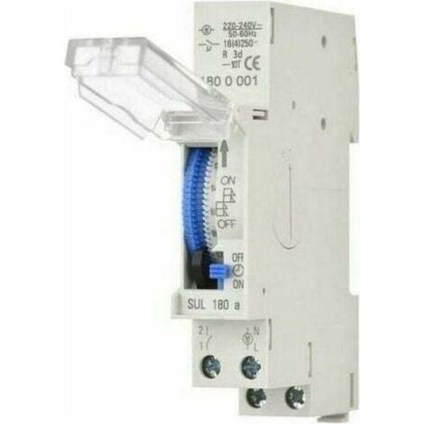 Temporizador mecánico de 24 horas – Programable en intervalos de 15 minutos – Montaje en riel DIN – Voltaje de 220-240 V CA – Batería Ni-MH integrada de 1,2 V y 40 mAh