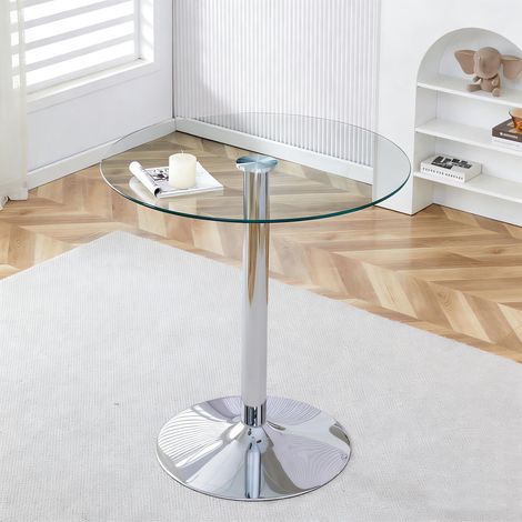 Table basse minimaliste moderne en poutre de verre : avec un diamètre de 89 cm et une hauteur de 92 cm, elle est le choix idéal pour une structure luxueuse et légère.