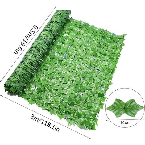 Grillage artificiel et feuillage décoratif - Haie artificielle en polyéthylène robuste, dimensions 0.5x3m pour écran de confidentialité et décoration extérieure - Lot de 1 rouleau de clôture de faux f