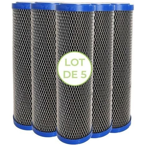 CSPARKV Lot de 5 Cartouches 2 en 1 Filtre à Eau 10 pouces - Anti sédiments + Charbon actif 5 microns Filtre à Impuretés (1/4)