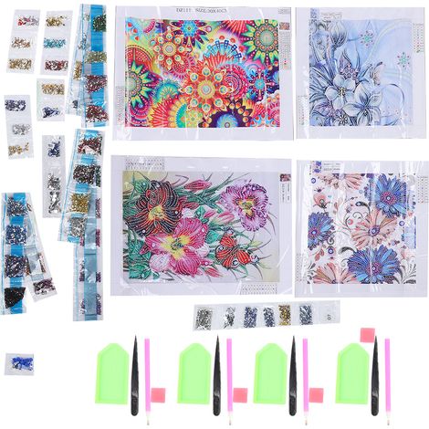 Kit de 4 tableaux diamant 5D DIY, broderie cristal résine, décoration artisanale pour maison. (1/5)
