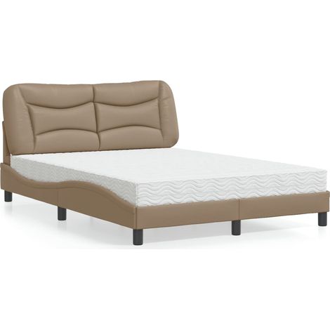Bett mit Matratze "Hvar" Cappuccino-Braun 140x190 cm Kunstleder