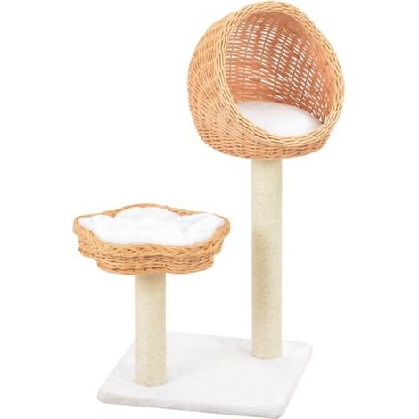Arbre à chat avec poteaux à griffer en sisal naturel et bois de saule (1/4)