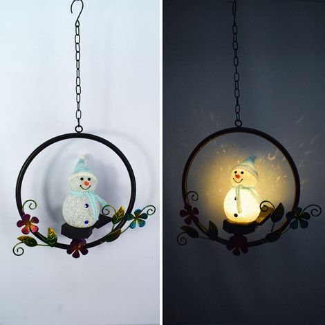 Lampe De Jardin En Forme De Bonhomme De Neige - LED Solaire - Éclairage Extérieur Automatique - IP65 - 28,5 x 49,5 cm - 1 Pièce (1/2)