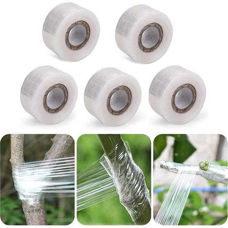 Greffage Ruban, Rubans de Greffage, Greffage Ruban Etirable, Auto-Adhésif Greffage Ruban, Biodegradables Greffage Ruban Transparent 3CM100M, pour Réparation de Plante(5 PCS) (1/5)