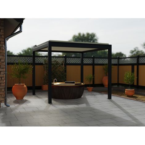 Pergola Bioclimatique Autoportante Motorisée Aluminium 3x3 Anthracite O ORIAL France (1/5)