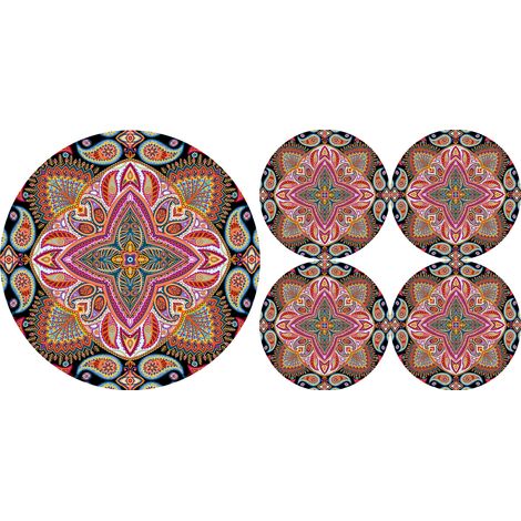 Set di tovagliette rotonde 1+4 - a pois