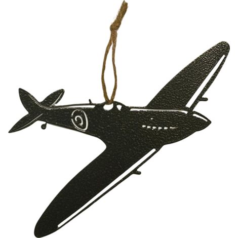 Hanging Spitfire Garden Art - W23 x H18 cm - Black
