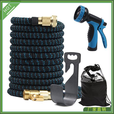 100ft Expandable Water Hose Water Hose with 10 Function Spray Nozzle Lightweight Flexible Hose with 3/4 Inch Solid Fittings and 4-Layer Latex Core 100ft Heavy Duty No-Kink Stretch Hoses (1/3)