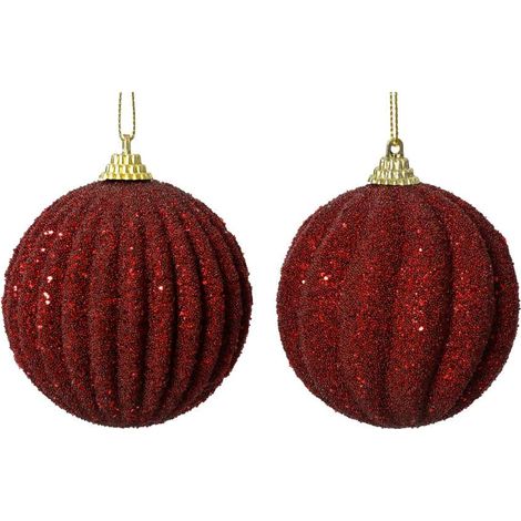 Decoris Pallina Natalizia Rossa Infrangibile - Glitter Perline - 8cm (1/2)