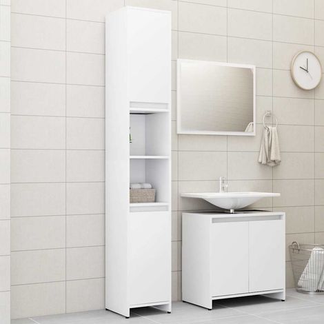 vidaXL Ensemble de meubles de bain 3 pcs Blanc Bois d'ingénierie (1/5)