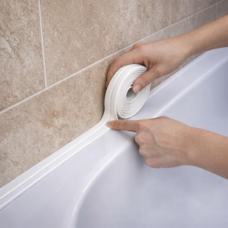 Ruban d'étanchéité - Ruban d'étanchéité autocollant 1,5 pouces x 10,5 pieds, adapté pour étanchéité des toilettes, autour des pieds de toilette, dans les cuisines, les salles de bains, dans les éviers