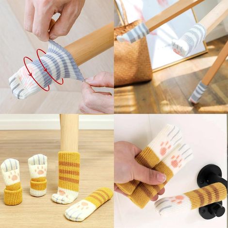 24 protège-pieds de chaise tricotés, chaussettes élastiques pour pieds de chaise, chaussettes de meubles tricotées, protège-pieds de chat, chaussettes pour meubles, anti-rayures, chaussettes pour chai