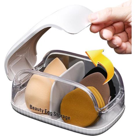 Porta trucchi, scatola portaoggetti multifunzionale portatile, pratica per spugnette, cosmetici, viaggi, casa (1/4)