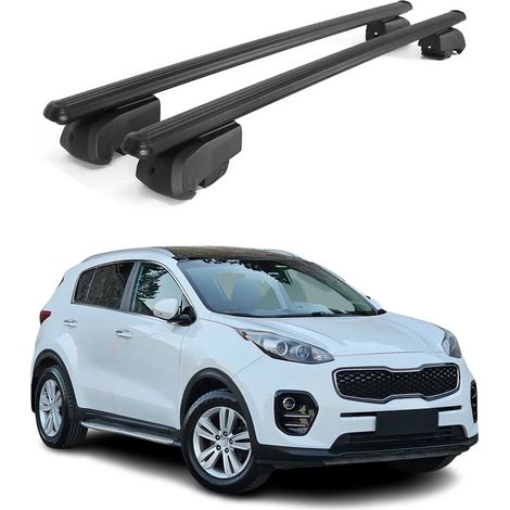 OMAC Aluminium Dachträger Querträger für Kia Sportage mk4 QL 2017-2022 – City Crash – ISO/PAS 11154:2006 – Abschließbar – Max. 75 kg – 2 Stangen Schwarz (1/5)
