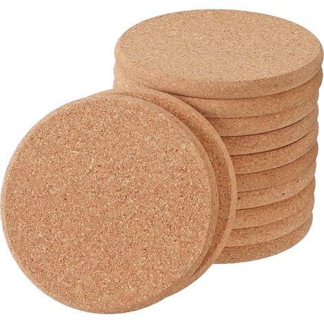 Dessous de verre ronds en liège extra épais, sous-verres en bois, en vrac, absorbants et réutilisables. (1/5)
