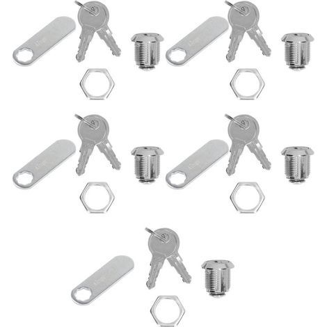 Cerraduras de leva, paquete de 5, 5/8 pulg., aleación de zinc (para gabinetes y dispensadores)