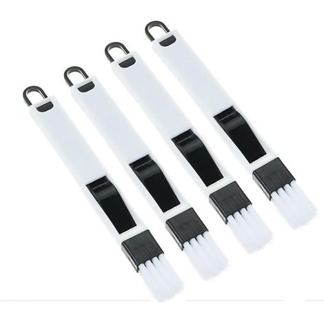 Lot de 4 petites brosses de nettoyage pour fentes de fenêtre, brosse de lavage pour nettoyer facilement le clavier et les stores, fente de rail de seuil de porte (4 pièces)