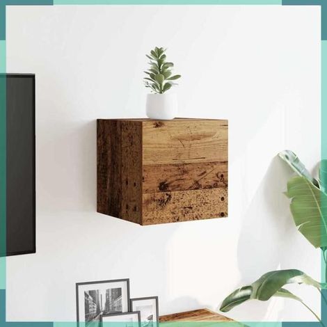 856412 Meuble TV mural vieux bois 30,5x30x30 cm (1/5)