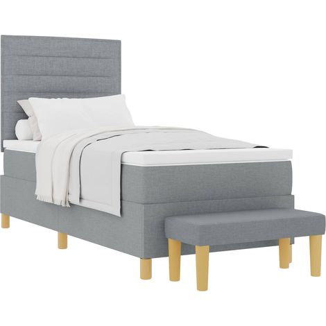 Lit simple  Lit adulte  Lit à ressorts avec matelas Gris clair 80 x 200 cm tissu