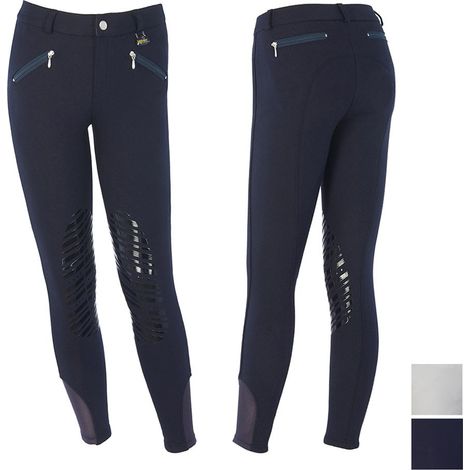 9/10 anni, blu: Pantalon d'équitation pour enfants en microfibre de coton et manche en silicone