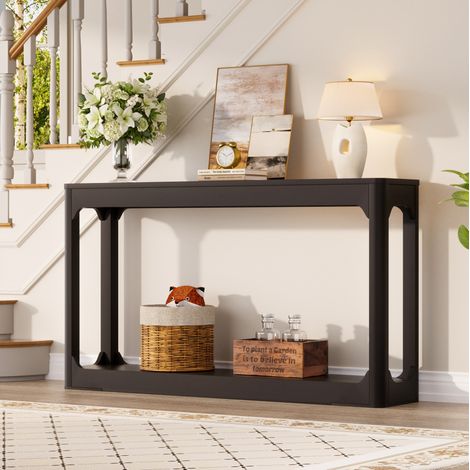 Console da ingresso 140 cm in MDF nera con vano contenitore HAVRYA (1/5)