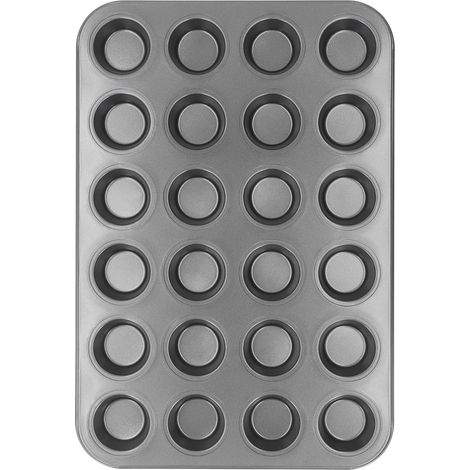 Moule à muffins 24 tasses en acier au carbone antiadhésif, petit plateau de cuisson pour crêpes rondes et cupcakes, pour la cuisine domestique (1/4)
