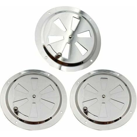 Rejilla de ventilación redonda, roseta de ventilación de acero inoxidable, rejilla de ventilación de 125 mm, abertura de ventilación ajustable, para fumadores, autocaravanas (1/5)