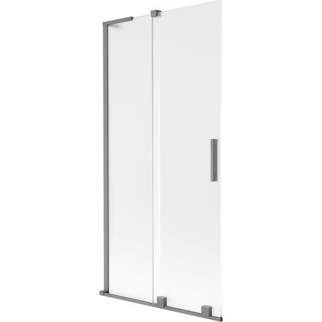 Mexen Velar L mampara de ducha de 2 puertas correderas 90 x 150 cm, escarcha, metal de cañón - 896-090-003-31-95 (1/5)