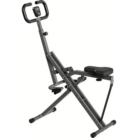 Machine à squats assise Presses à cuisses réglable en 3 vitesses Écran LCD 63x89x155cm Multifonction Appareil de Fitness Gris