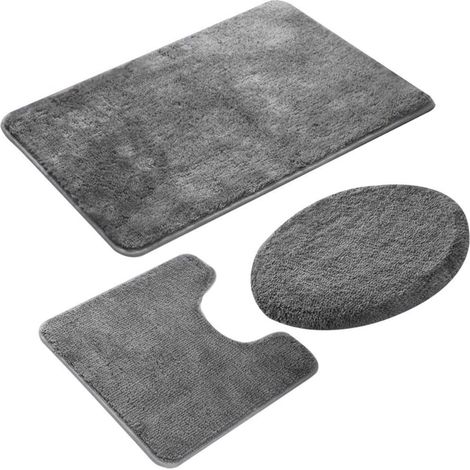 Tapis De Bain - Microfibre Non Glissant - Pour Salle De Bain - Lot De 3 (50x40 cm 50x80 cm 40x45 cm) (1/5)