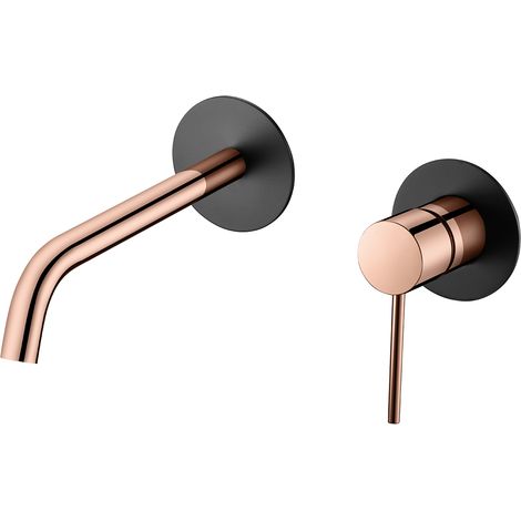 ► Grifo de lavabo empotrado Milos Stick negro oro rosa [ IMEX® ]