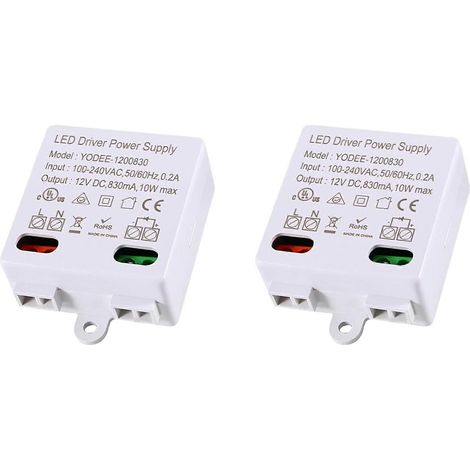 transformateurs LED 12 V CC, mini transformateur 0-10 W, alimentation, transformateur électronique pour lampes LED 12 V (blanc) (1/5)
