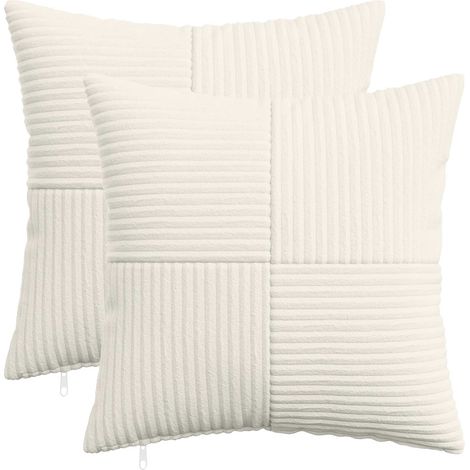 Kissenbezug 2 pcs ALMELO Creme 30 x 30 cm Cord vidaXL (1/5)