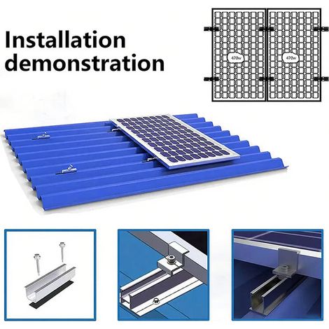 Rail en U 12 / 20 cm, panneau solaire de groupe de pression intermédiaire noir, bloc de pression d'accessoire photovoltaïque, mini rail de montage, rail en U 20 cm (1/5)