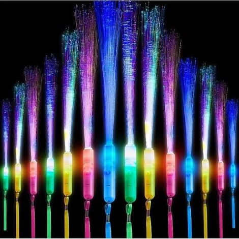120 bâtons lumineux LED à fibre optique pour éclairage nocturne : anniversaires, mariages, fêtes dans le noir, concerts, Noël, Halloween. Accessoires lumineux. (1/4)