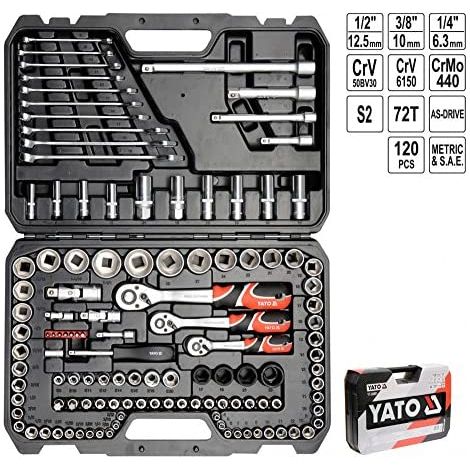 YATO YT-38801 - Steckschlüsselsatz 1/4", 3/8" und 1/2"120tlg. (1/5)