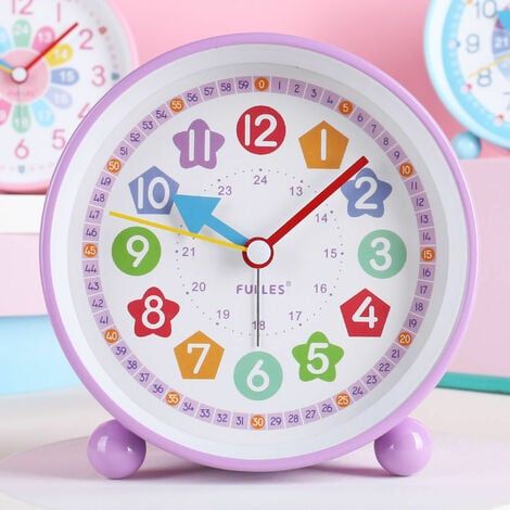 Réveil Enfant Garçon Fille,Reveil Enfant Analogique,Silencieux sans tic-tac Réveil,Petit Réveil à Quartz De Voyage Léger,avec Snooze Et Lumière,à Piles,Réveil de Chevet pour Enfants (1/4)