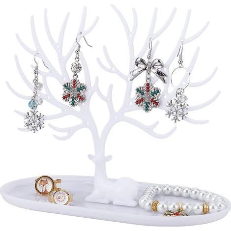 Support D\'Arbre à Boucles D\'Oreilles Organisateur de Support D\'Arbre à Bijoux Support de Boucle D\'Oreille en Plastique Organisateur D\'Affichage de Support D\'Arbre de Cerf Présentoirs à Bijou (1/5)