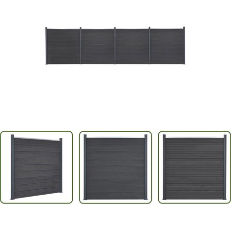 vidaXL WPC -  Zaunelement-Set Grau 699x186 cm WPC