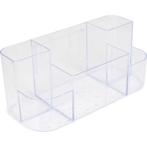 Boîte de rangement de bureau, porte-produits de soin de bureau, boîte murale sans perçage pour salle de bain, boîte à rouge à lèvres transparente compartimentée, blanc transparent. (1/5)