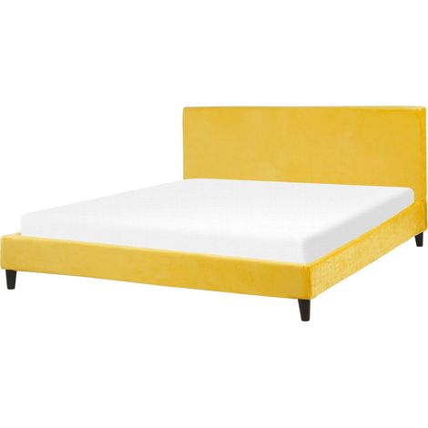 Bed Velvet FITOU 180 x 200 cm (EU Super King) Yellow