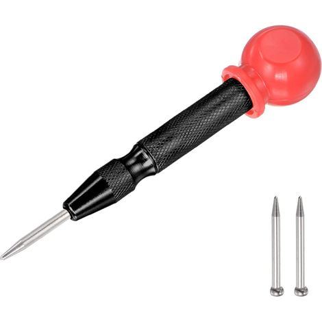 Poinçons centraux automatiques 12 7 cm à ressort Marqueur noir avec capuchon avec pointe pointue pour bois métal plastique 1 lot 1 poinçon 2 pointes (1/4)