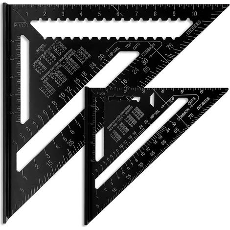 Équerre charpentier 18 cm – Alliage aluminium – Double graduation – Pour bois, toiture, construction (1/5)